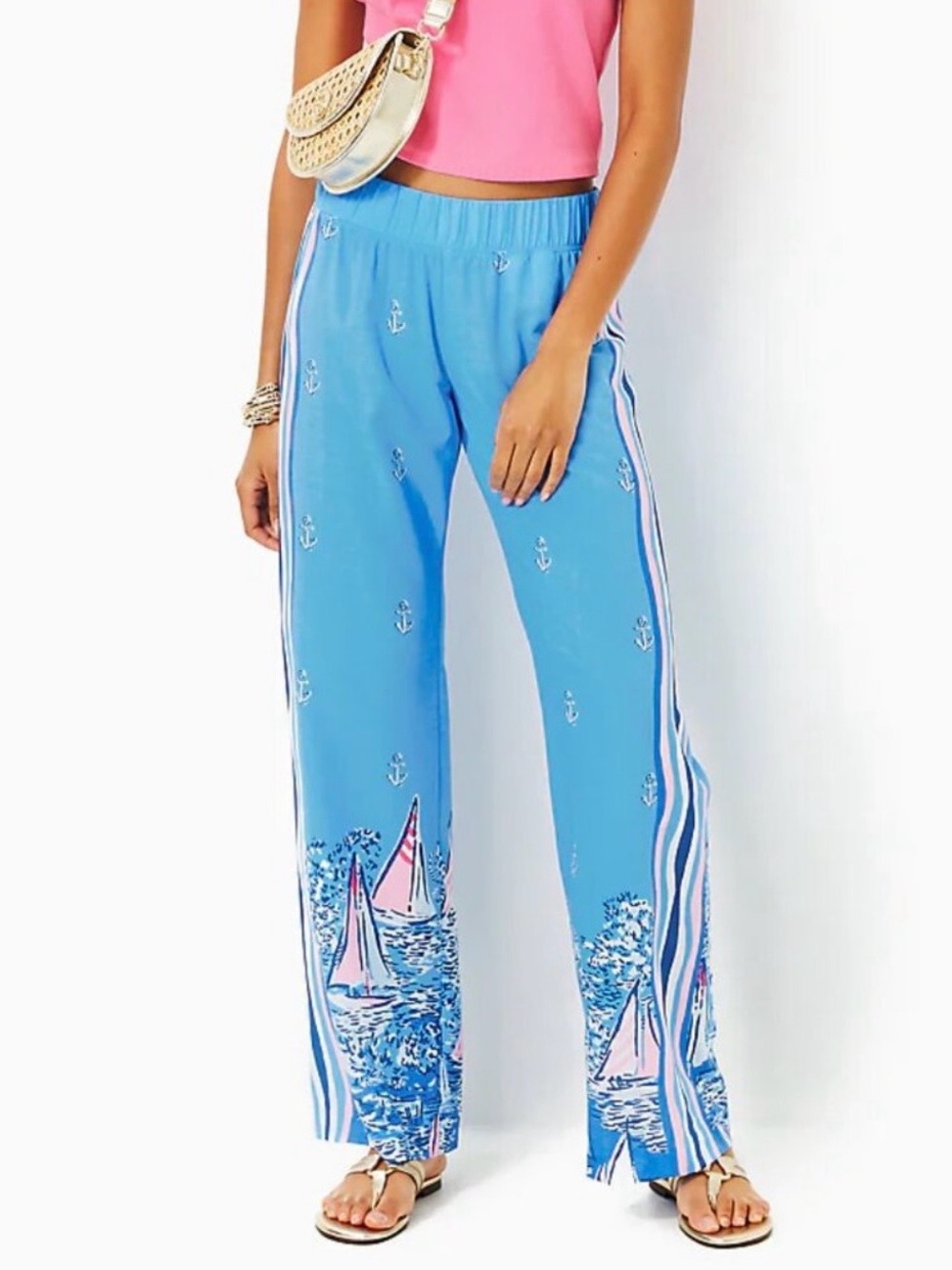 NWT Lilly Pulitzer A Lil Nauti Engineered Bal Harbour Palazzo Pants Size XL